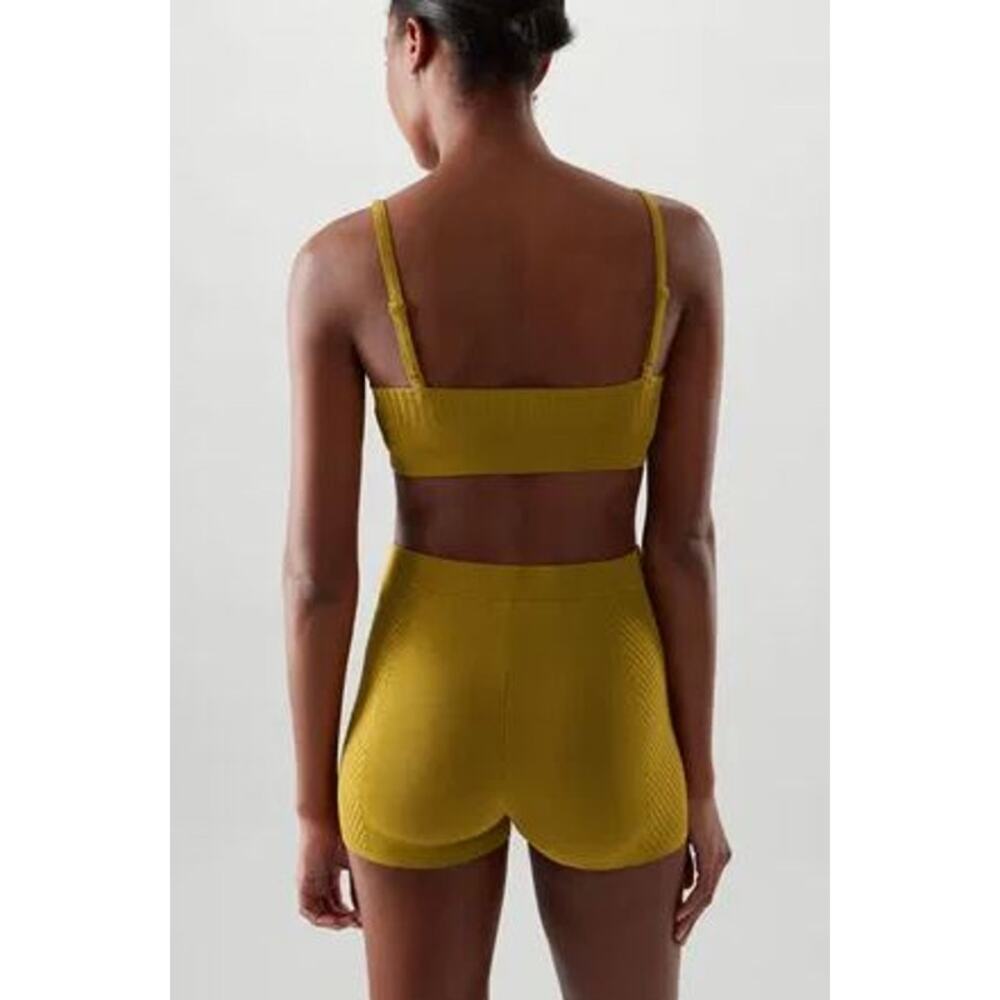 COS Ribbed High Waisted Cycling Shorts Mustard Womens Size Small - Picture 5 of 8